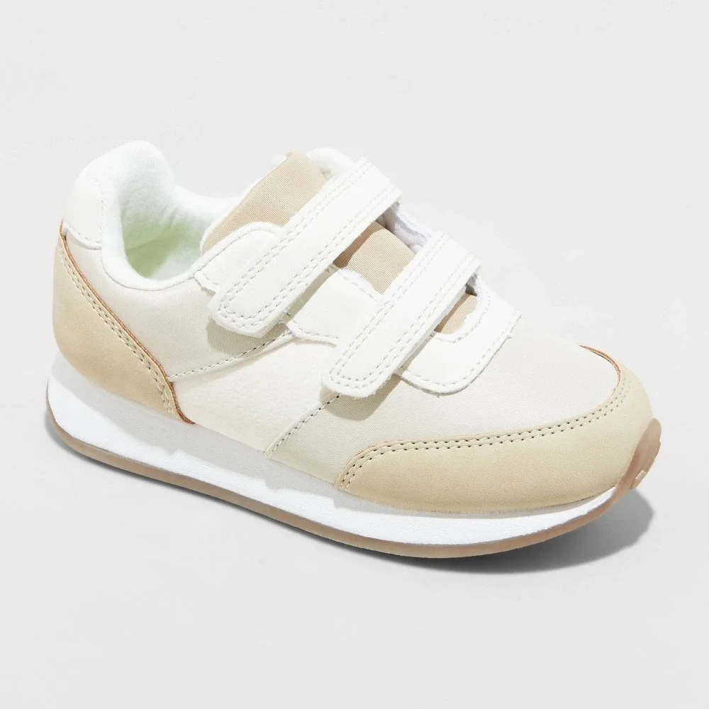 Cat & Jack Charlie Retro Sneakers Toddler Size 12T Tan Hook Loop New w Tags